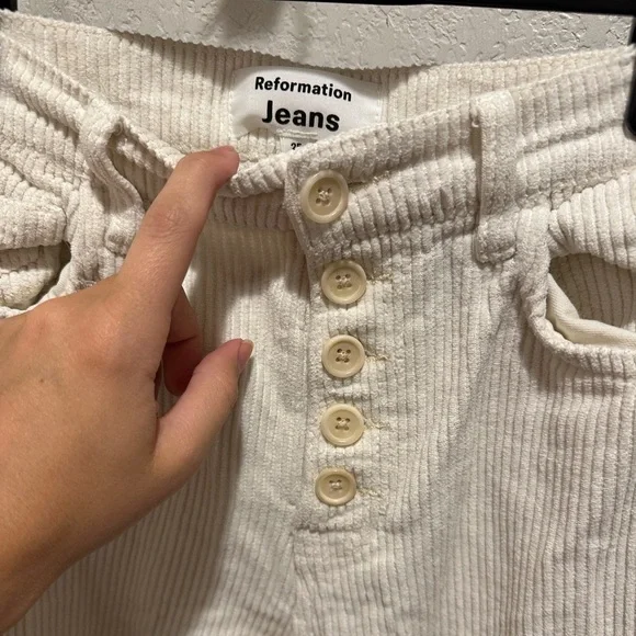 Reformation Cynthia Button Fly High Rise Straight Corduroy Pants - Picture 6 of 7